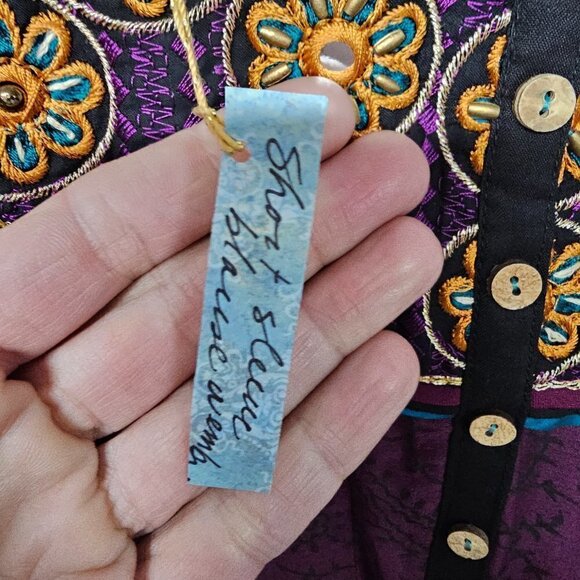 NWT Pothy's Purple Orange Floral Embroidered Ethnic Boho Babydoll Blouse Size XL - Picture 12 of 14